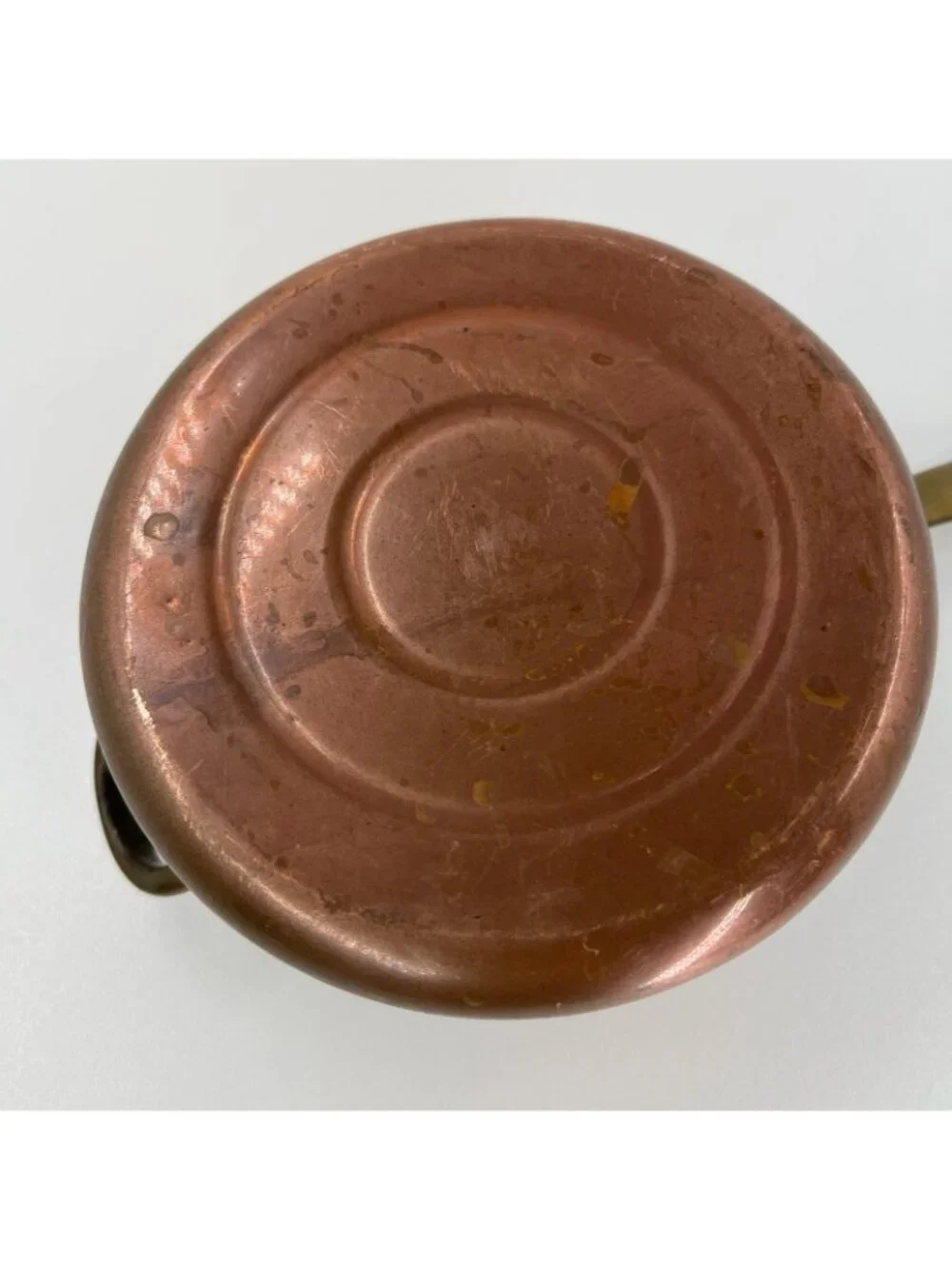 Vintage Solid Copper Saucepan Tin Lined Brass Long & Helper Handle Pot